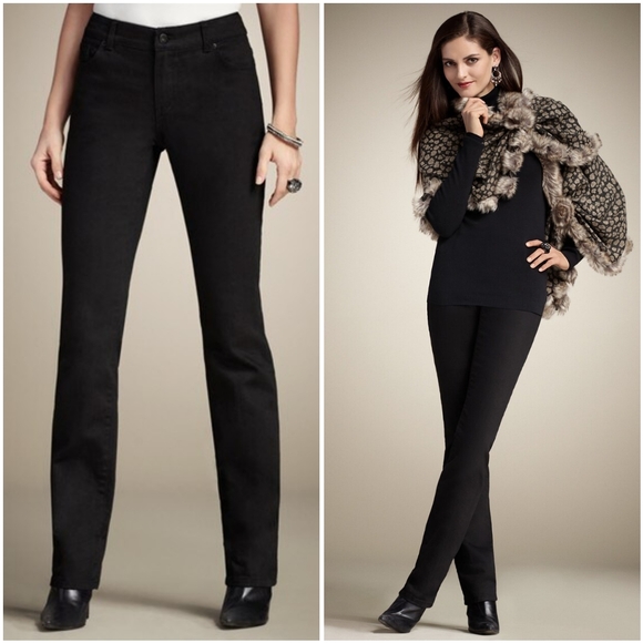 EUC Chicos Platinum Black Denim Straight Slim Leg Short Petite Jeans Pants 0.5 6 - Picture 15 of 16